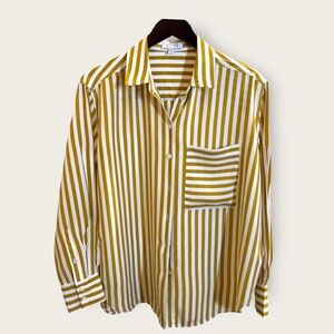 AYR “The Deep End” Yellow & White Stripe Button-Down Shirt |
